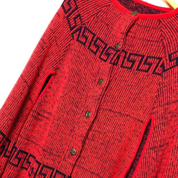 Vintage cape poncho Dutch retro 70’s Red & Blue - Picture 3 of 8